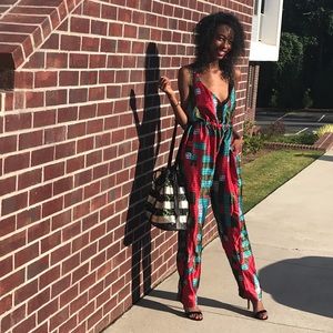 Women’s jumpsuit in African Print fabric.